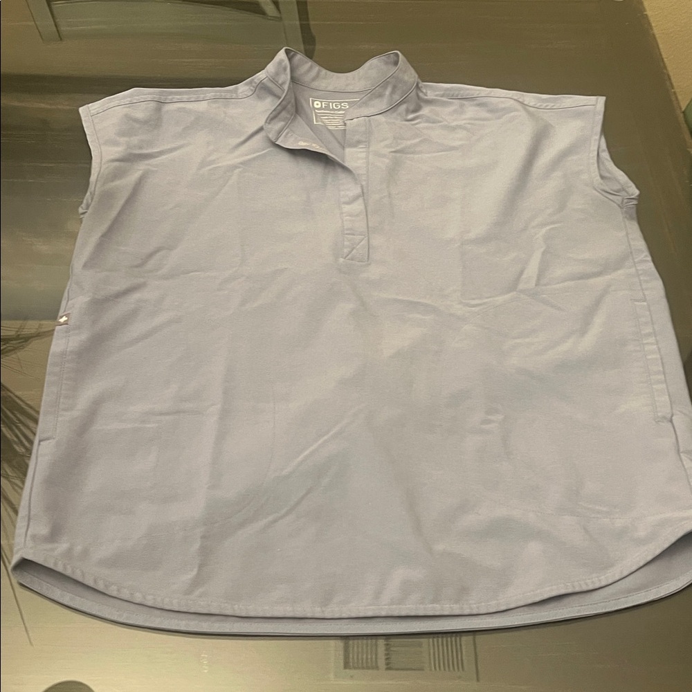 Figs Sky Blue Sleeveless Blouse